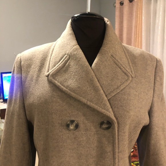 Designer Secret Garden Pea Coat, Sz 8, Gray, Cashmere Blend, Lined Double-Breast - Picture 4 of 12